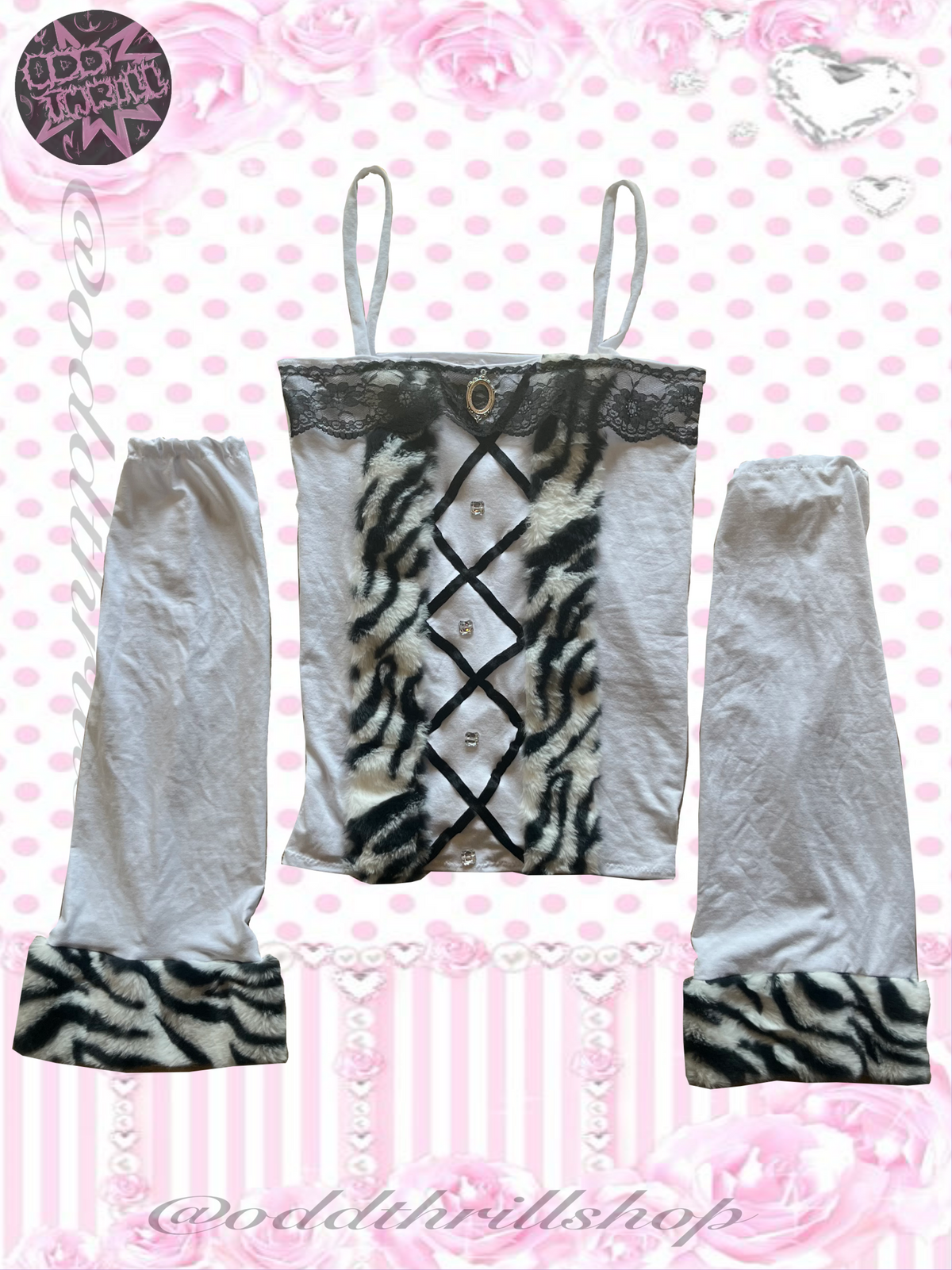 Zebra top with arm warmers