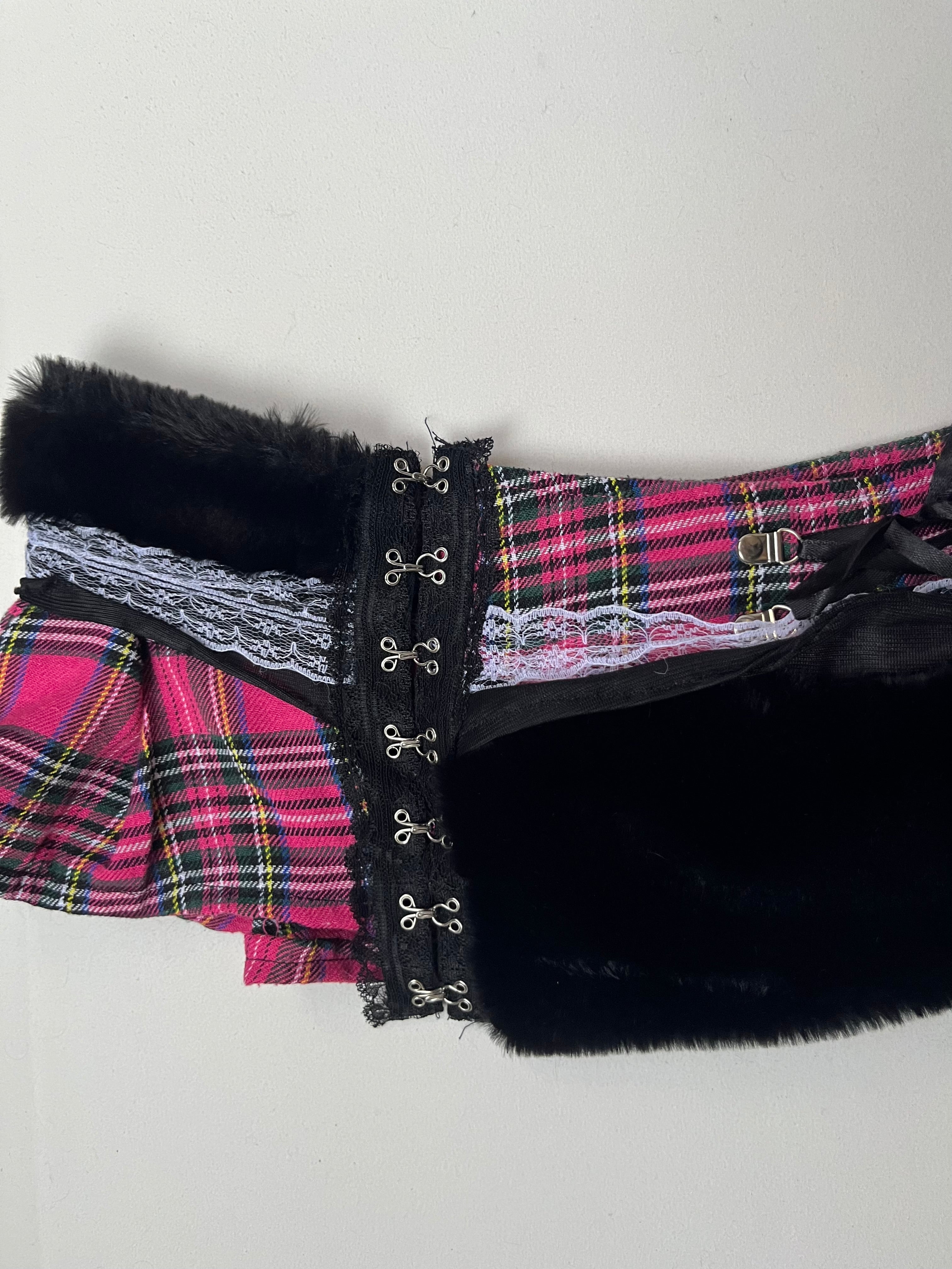 Miniskirt Plaid and Fur