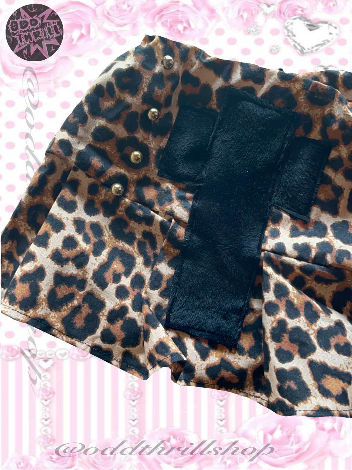 Leopard Skirt with Black Fur Crosses