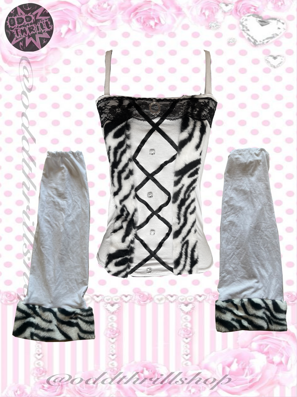 Zebra top with arm warmers